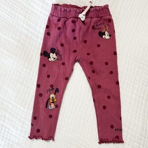 Zara Disney Kids Polka Dot Leggings - Pink ribbed